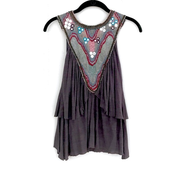 Free People Tops - SOLD. Free People Embellished Layered Halter Tank